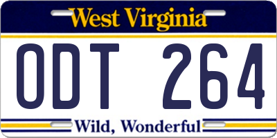 WV license plate ODT264