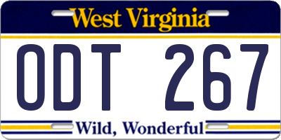 WV license plate ODT267