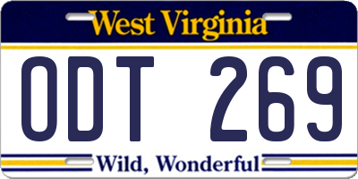 WV license plate ODT269