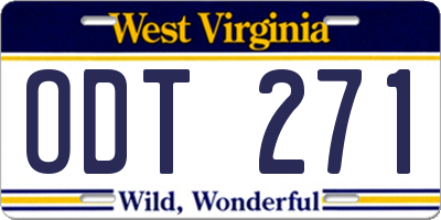 WV license plate ODT271