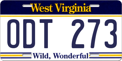 WV license plate ODT273