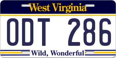 WV license plate ODT286