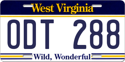 WV license plate ODT288
