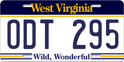 WV license plate ODT295