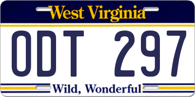 WV license plate ODT297