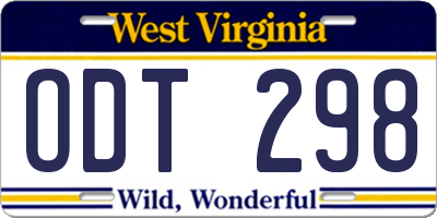 WV license plate ODT298