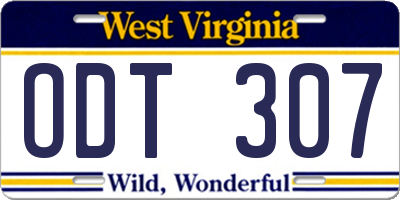 WV license plate ODT307