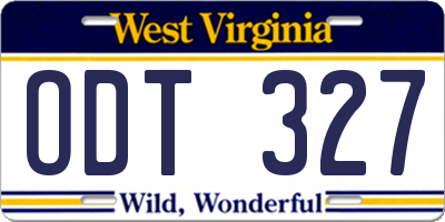 WV license plate ODT327