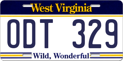 WV license plate ODT329