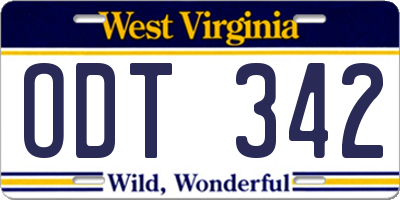 WV license plate ODT342
