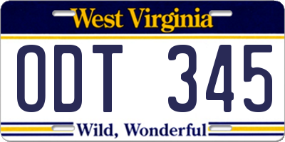 WV license plate ODT345