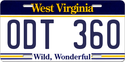 WV license plate ODT360