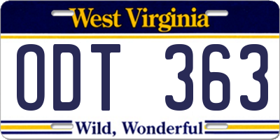 WV license plate ODT363