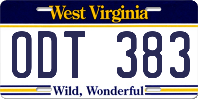 WV license plate ODT383