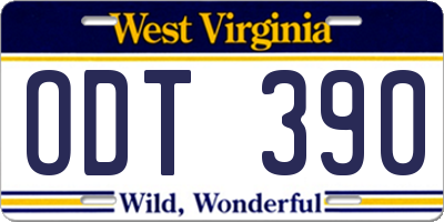 WV license plate ODT390