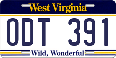 WV license plate ODT391