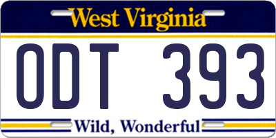 WV license plate ODT393