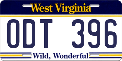 WV license plate ODT396