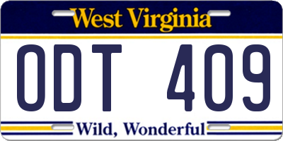 WV license plate ODT409