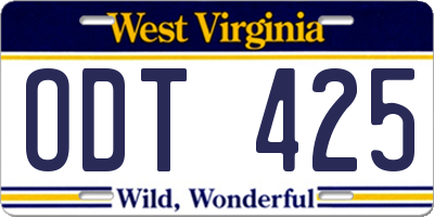 WV license plate ODT425