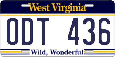 WV license plate ODT436