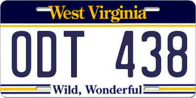 WV license plate ODT438