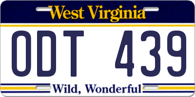 WV license plate ODT439