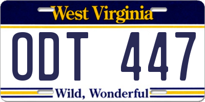 WV license plate ODT447