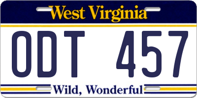 WV license plate ODT457