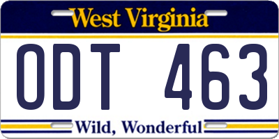 WV license plate ODT463