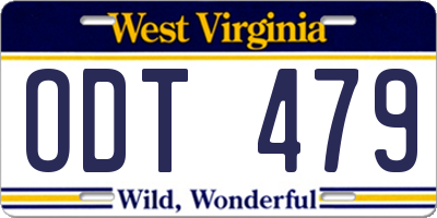 WV license plate ODT479