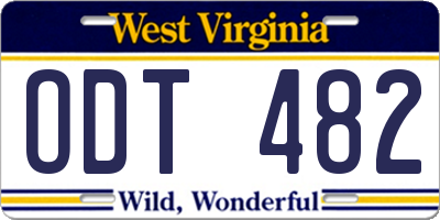 WV license plate ODT482