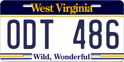 WV license plate ODT486