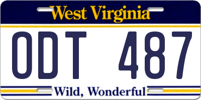 WV license plate ODT487