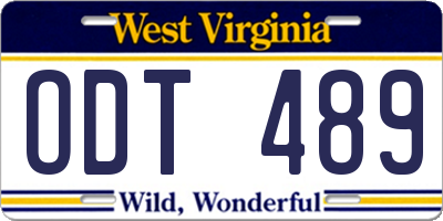 WV license plate ODT489