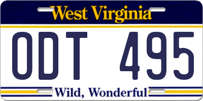 WV license plate ODT495