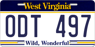 WV license plate ODT497