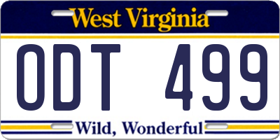 WV license plate ODT499