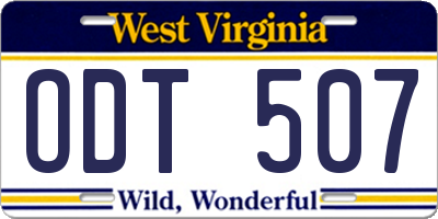 WV license plate ODT507