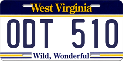 WV license plate ODT510