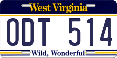 WV license plate ODT514