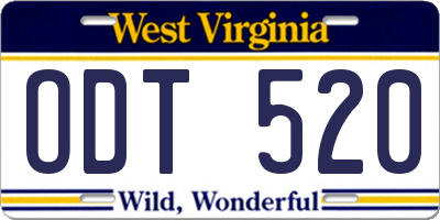 WV license plate ODT520
