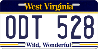 WV license plate ODT528