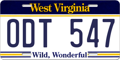 WV license plate ODT547