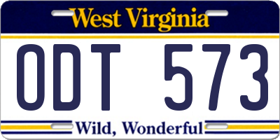 WV license plate ODT573