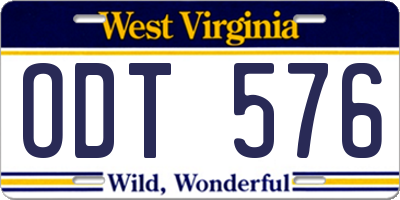 WV license plate ODT576