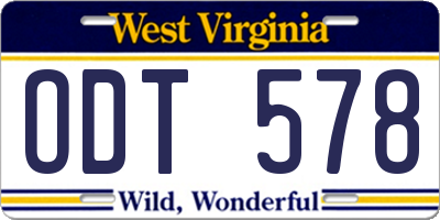 WV license plate ODT578