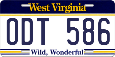 WV license plate ODT586