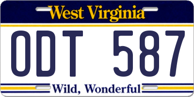 WV license plate ODT587