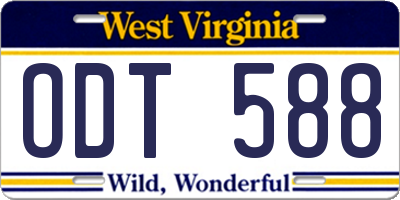 WV license plate ODT588